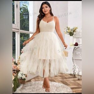 Brand New Never Worn SHEIN Casual Maxi Mesh Bottom Dress in Apricot, size 4x